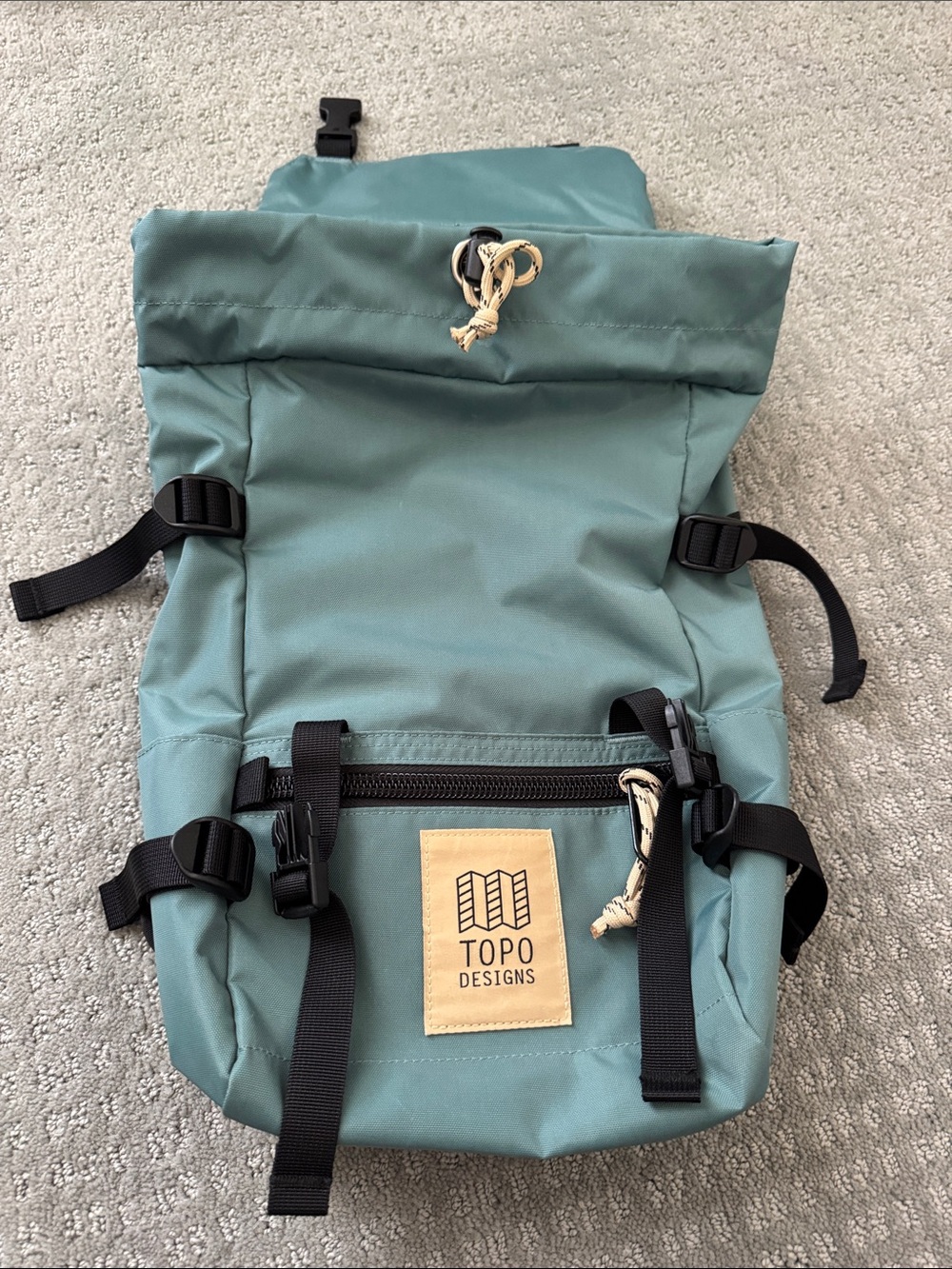 Topo Designs Mint Green Roll-Top Backpack - Picture 4 of 5
